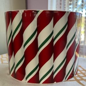 Candy Cane Christmas bowl Ceramic Harry and David 6" tall x 8" across NICE